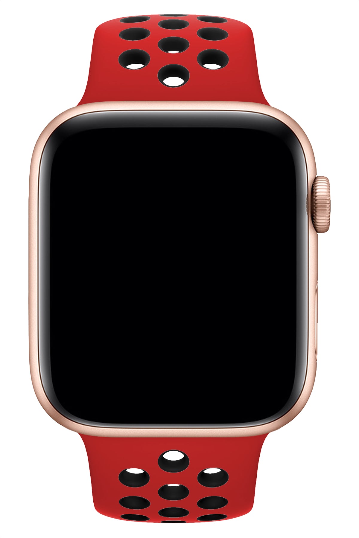 Apple Watch Uyumlu Silikon Delikli Spor Kordon Kırmızı Siyah  bikordon