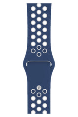 Apple Watch Uyumlu Silikon Delikli Spor Kordon Lacivert Beyaz