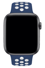 Apple Watch Uyumlu Silikon Delikli Spor Kordon Lacivert Beyaz