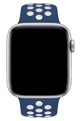 Apple Watch Uyumlu Silikon Delikli Spor Kordon Lacivert Beyaz