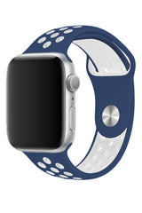 Apple Watch Uyumlu Silikon Delikli Spor Kordon Lacivert Beyaz