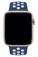 Apple Watch Uyumlu Silikon Delikli Spor Kordon Lacivert Beyaz