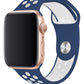 Apple Watch Compatible Silicone Perforated Sport Band Navy Blue White 