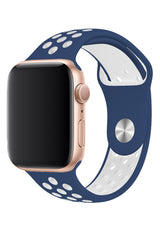 Apple Watch Uyumlu Silikon Delikli Spor Kordon Lacivert Beyaz