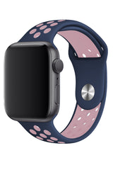Apple Watch Uyumlu Silikon Delikli Spor Kordon Lacivert Pembe