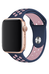 Apple Watch Uyumlu Silikon Delikli Spor Kordon Lacivert Pembe