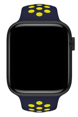 Apple Watch Uyumlu Silikon Delikli Spor Kordon Lacivert Sarı