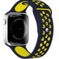 Apple Watch Compatible Silicone Perforated Sport Band Navy Blue Yellow 