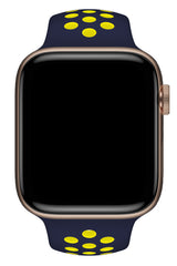 Apple Watch Uyumlu Silikon Delikli Spor Kordon Lacivert Sarı