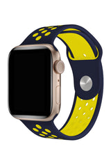 Apple Watch Uyumlu Silikon Delikli Spor Kordon Lacivert Sarı