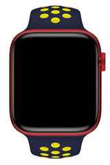 Apple Watch Uyumlu Silikon Delikli Spor Kordon Lacivert Sarı