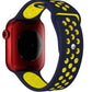 Apple Watch Compatible Silicone Perforated Sport Band Navy Blue Yellow 