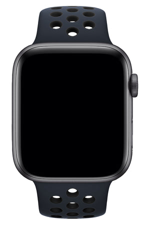 Apple Watch Uyumlu Silikon Delikli Spor Kordon Lacivert Siyah  bikordon