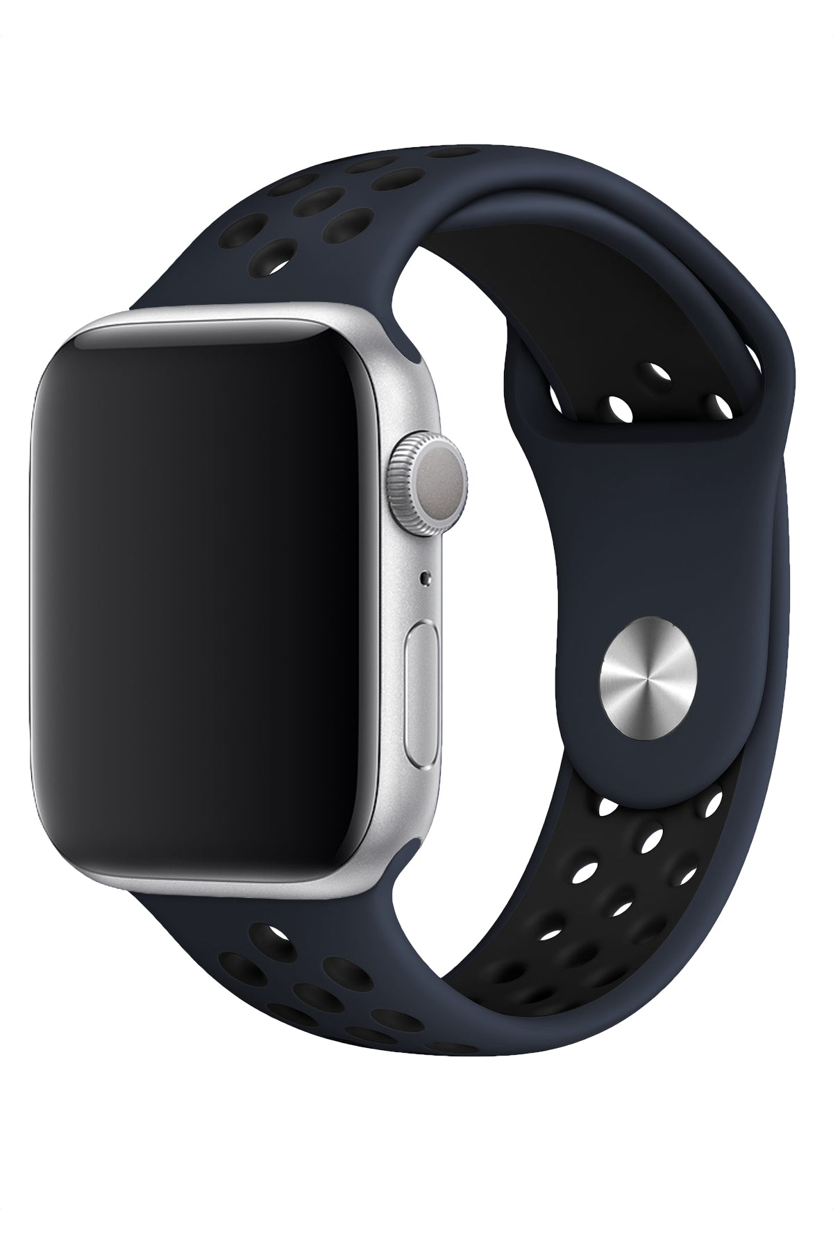 Apple Watch Uyumlu Silikon Delikli Spor Kordon Lacivert Siyah  bikordon