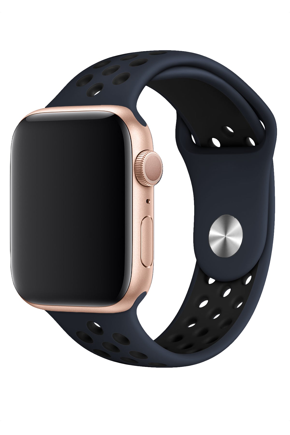 Apple Watch Uyumlu Silikon Delikli Spor Kordon Lacivert Siyah  bikordon