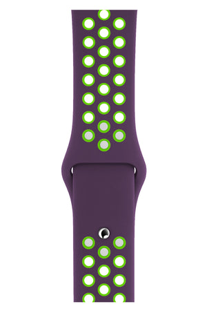 Apple Watch Compatible Silicone Perforated Sport Band Purple Green 