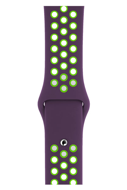 Apple Watch Compatible Silicone Perforated Sport Band Purple Green 