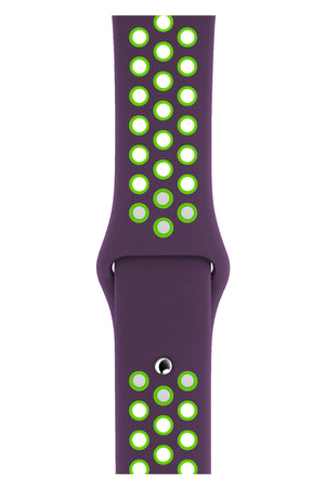 Apple Watch Uyumlu Silikon Delikli Spor Kordon Mor Yeşil  bikordon