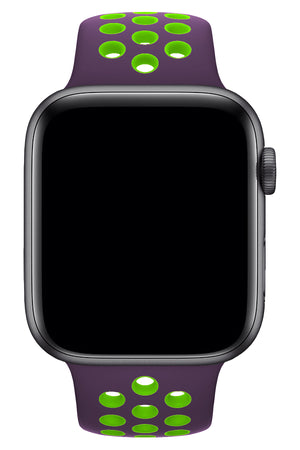 Apple Watch Uyumlu Silikon Delikli Spor Kordon Mor Yeşil  bikordon
