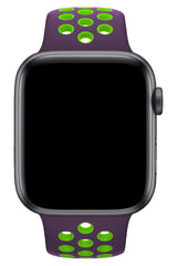 Apple Watch Compatible Silicone Perforated Sport Band Purple Green 