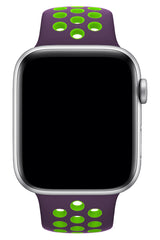 Apple Watch Compatible Silicone Perforated Sport Band Purple Green 