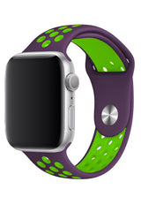 Apple Watch Compatible Silicone Perforated Sport Band Purple Green 