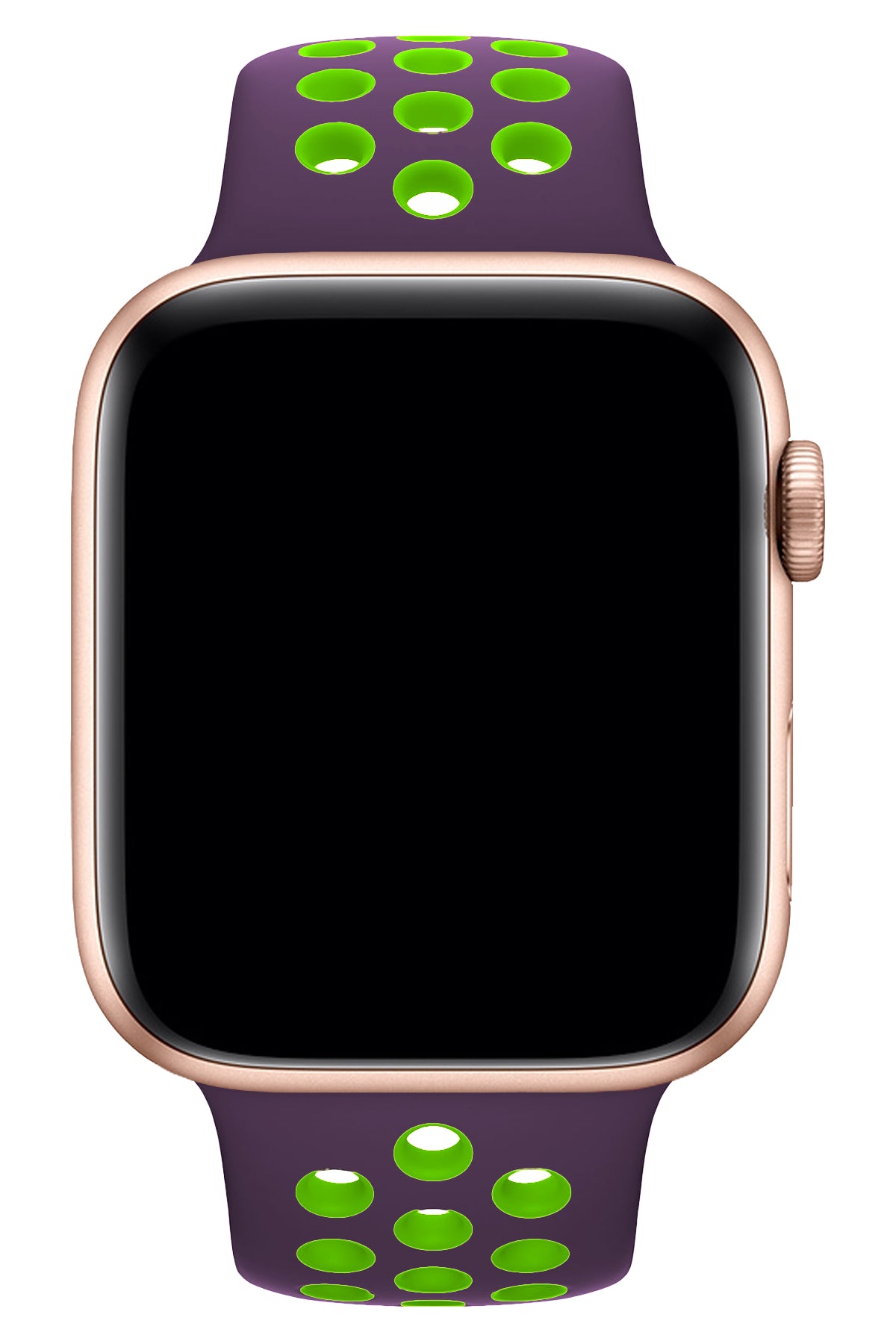 Apple Watch Compatible Silicone Perforated Sport Band Purple Green