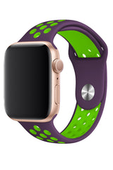 Apple Watch Compatible Silicone Perforated Sport Band Purple Green 