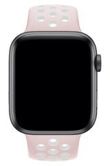 Apple Watch Uyumlu Silikon Delikli Spor Kordon Pembe Beyaz