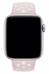Apple Watch Uyumlu Silikon Delikli Spor Kordon Pembe Beyaz