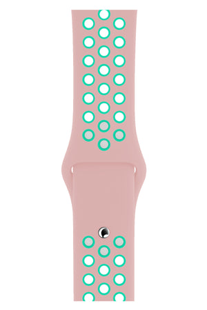 Apple Watch Compatible Silicone Perforated Sport Band Pink Green 