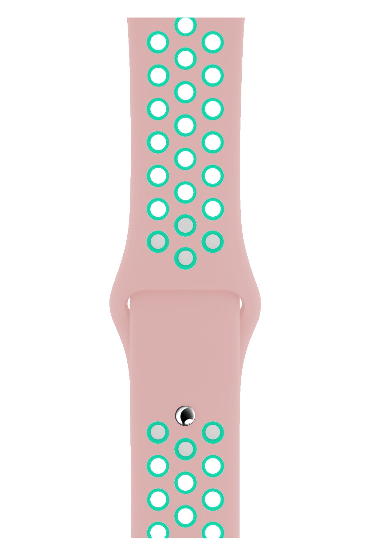 Apple Watch Uyumlu Silikon Delikli Spor Kordon Pembe Yeşil  bikordon