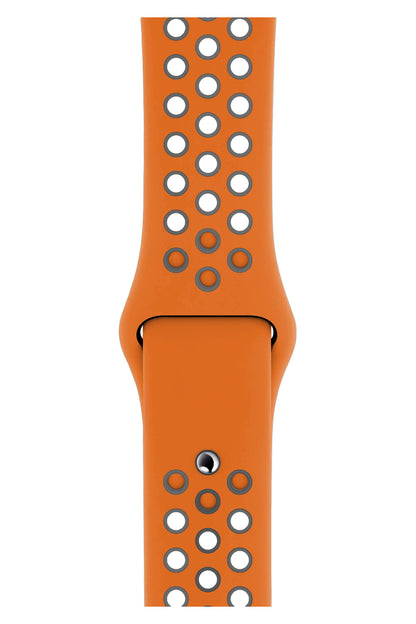 Apple Watch Compatible Silicone Perforated Sport Band Pumpkin 