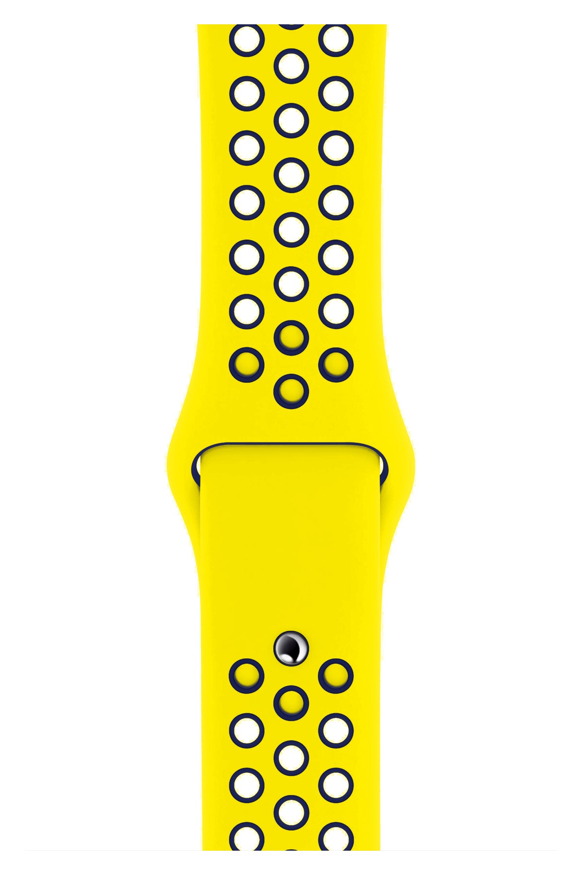 Apple Watch Compatible Silicone Perforated Sport Band Yellow Navy Blue 