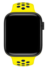 Apple Watch Uyumlu Silikon Delikli Spor Kordon Sarı Lacivert