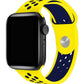 Apple Watch Compatible Silicone Perforated Sport Band Yellow Navy Blue 