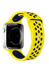 Apple Watch Uyumlu Silikon Delikli Spor Kordon Sarı Lacivert