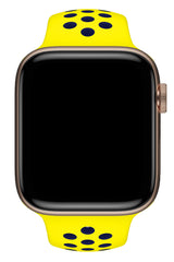 Apple Watch Uyumlu Silikon Delikli Spor Kordon Sarı Lacivert
