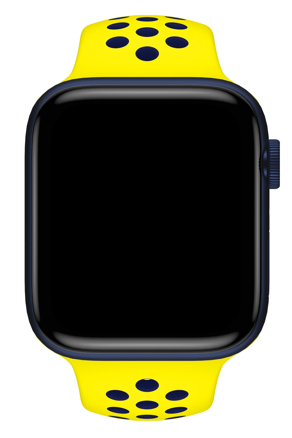 Apple Watch Uyumlu Silikon Delikli Spor Kordon Sarı Lacivert  bikordon