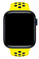 Apple Watch Uyumlu Silikon Delikli Spor Kordon Sarı Lacivert