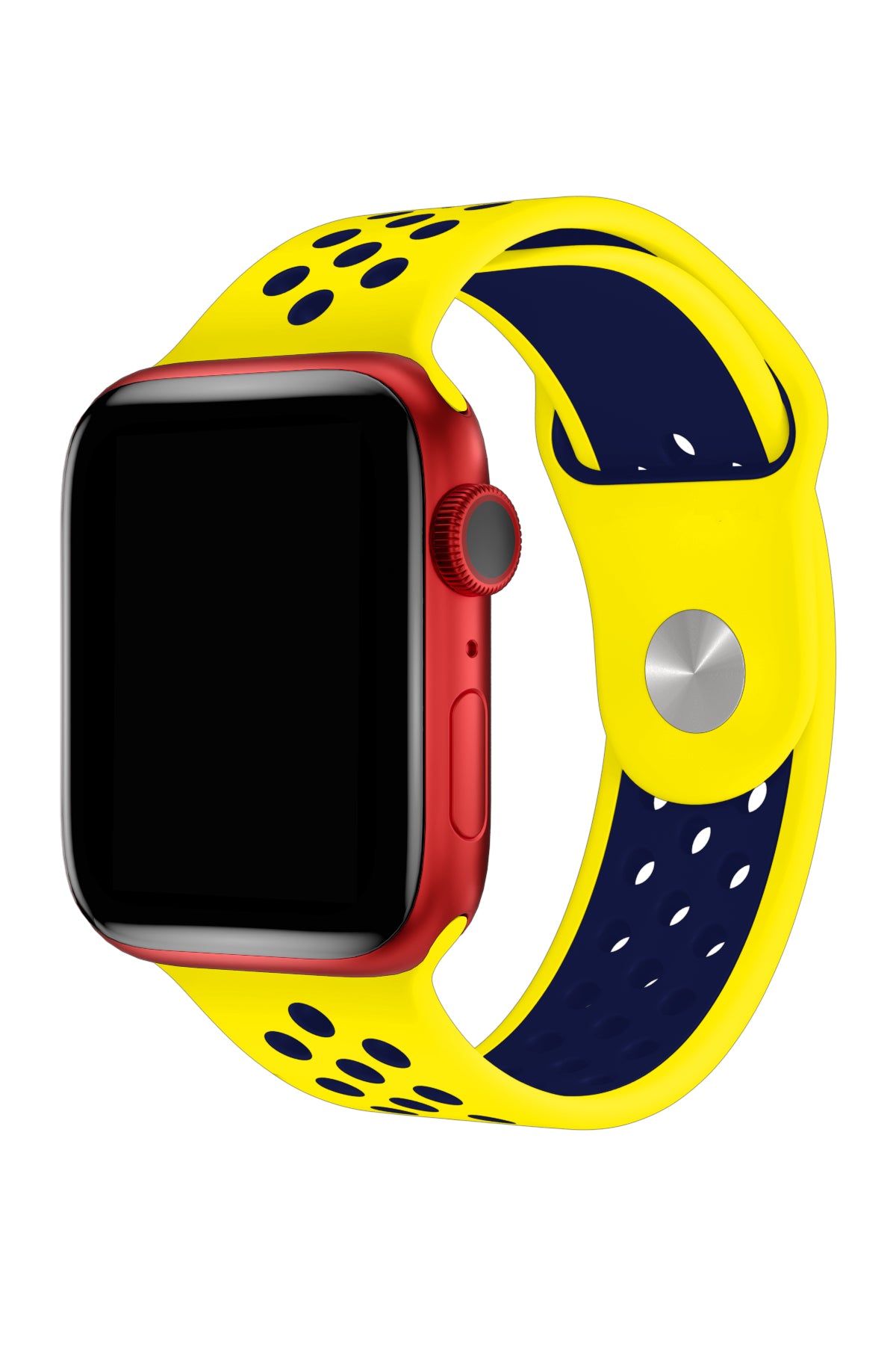 Apple Watch Uyumlu Silikon Delikli Spor Kordon Sarı Lacivert  bikordon