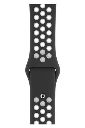 Apple Watch Compatible Silicone Perforated Sport Band Black White 