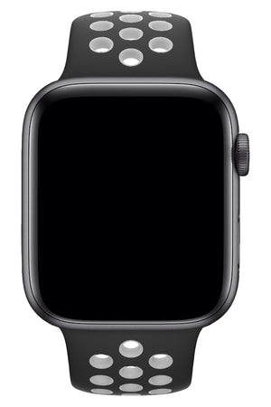Apple Watch Uyumlu Silikon Delikli Spor Kordon Siyah Beyaz  bikordon