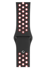 Apple Watch Uyumlu Silikon Delikli Spor Kordon Siyah Kırmızı  bikordon