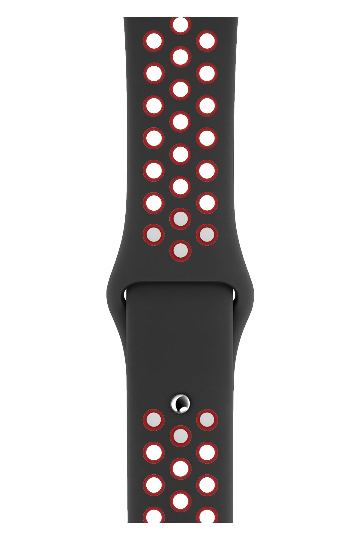 Apple Watch Uyumlu Silikon Delikli Spor Kordon Siyah Kırmızı  bikordon