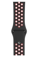 Apple Watch Compatible Silicone Perforated Sport Band Black Red 