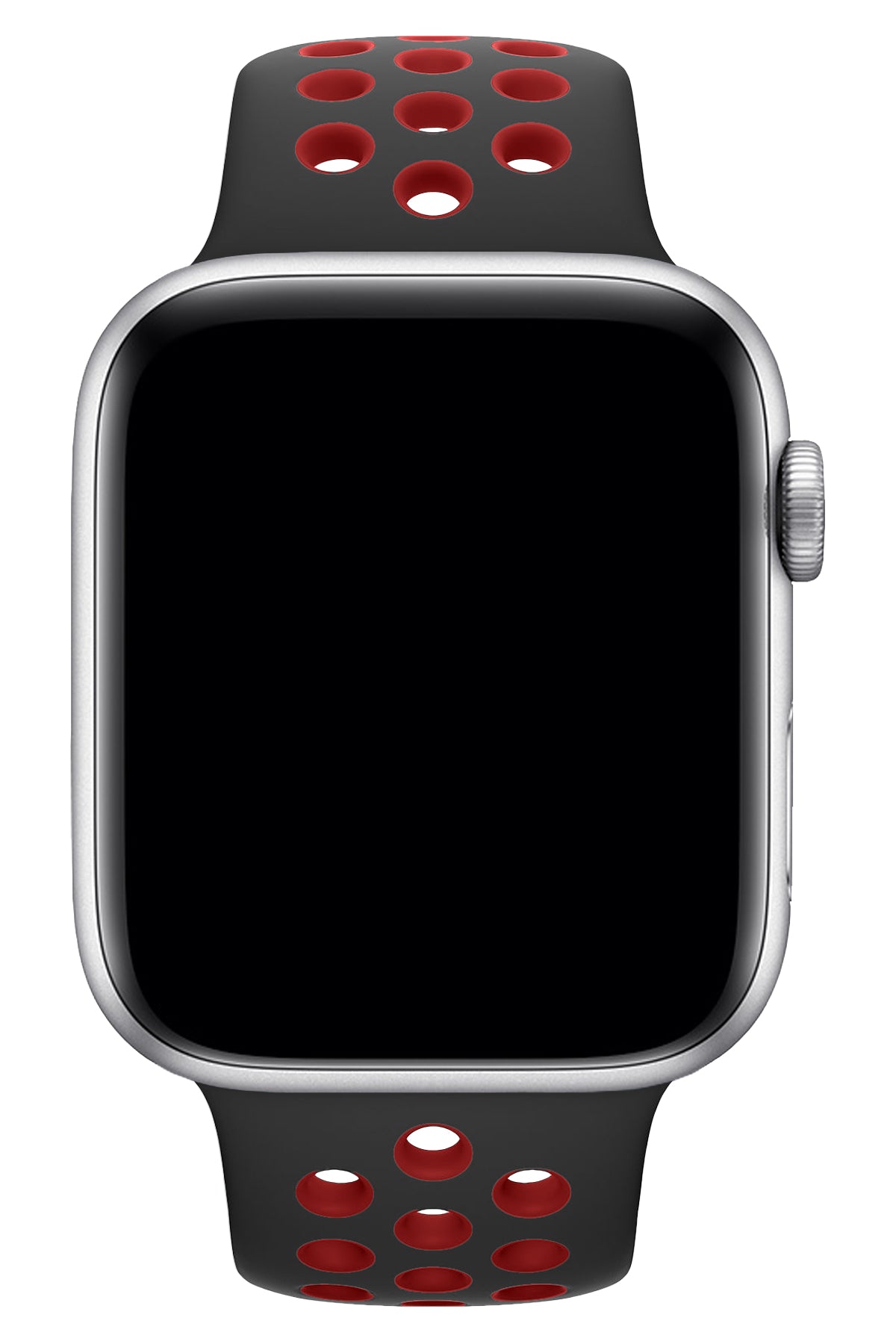 Apple Watch Uyumlu Silikon Delikli Spor Kordon Siyah Kırmızı  bikordon