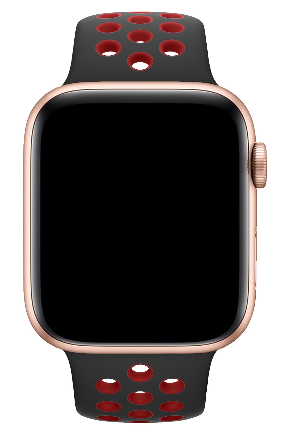 Apple Watch Uyumlu Silikon Delikli Spor Kordon Siyah Kırmızı  bikordon