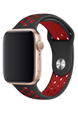Apple Watch Compatible Silicone Perforated Sport Band Black Red 