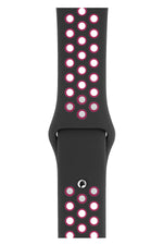 Apple Watch Uyumlu Silikon Delikli Spor Kordon Siyah Pembe  bikordon